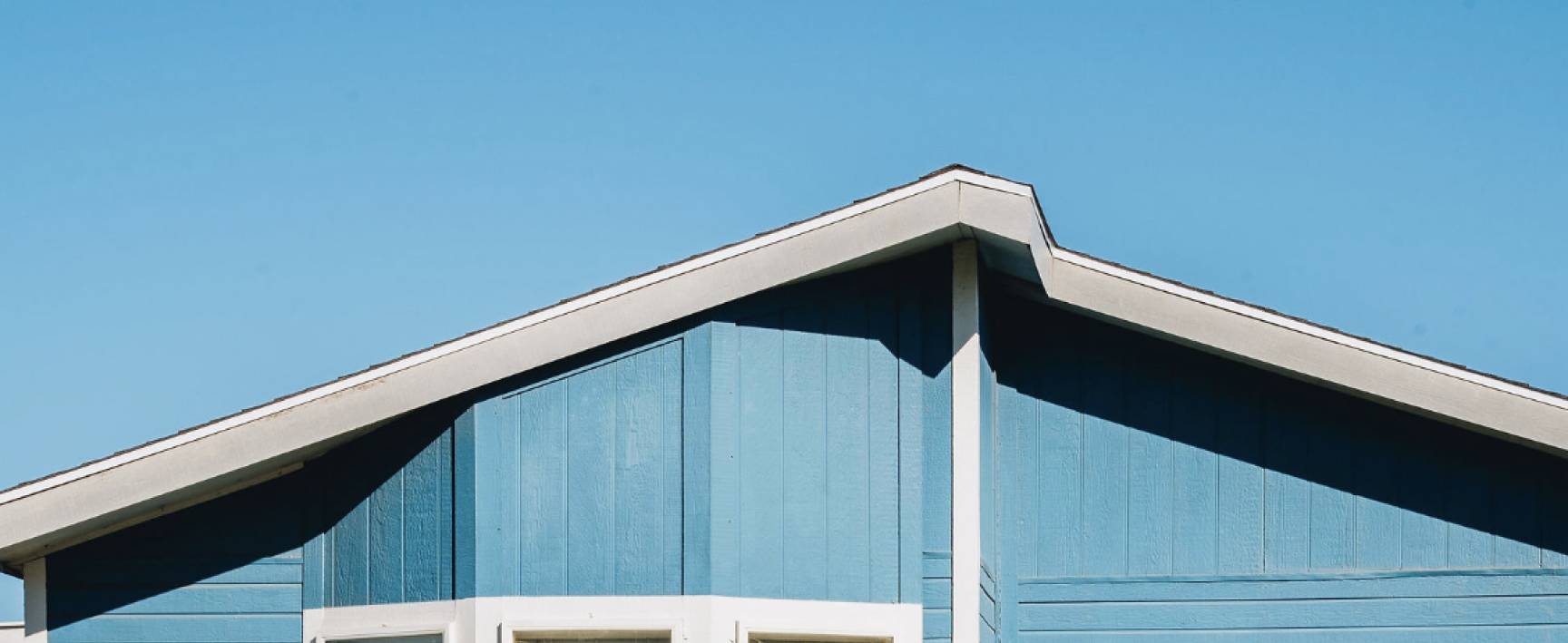 Photo looking up at roof of manufactured house