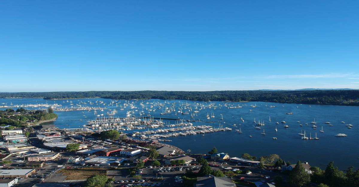 Photo of a lake with sailboats