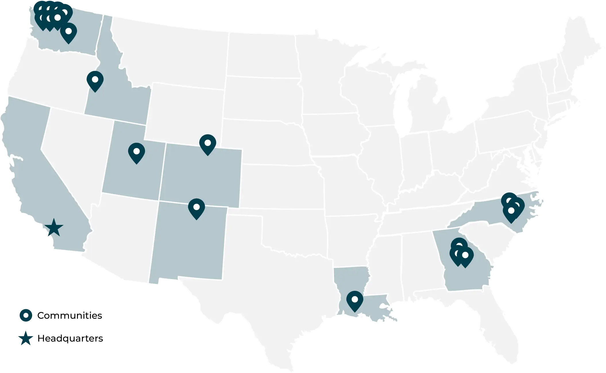Map of Prime Oak Capital's communities